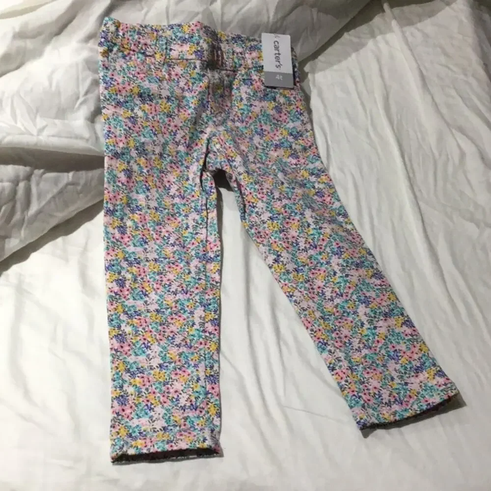 Carters 4T floral cotton spandex pull-on pant NWT